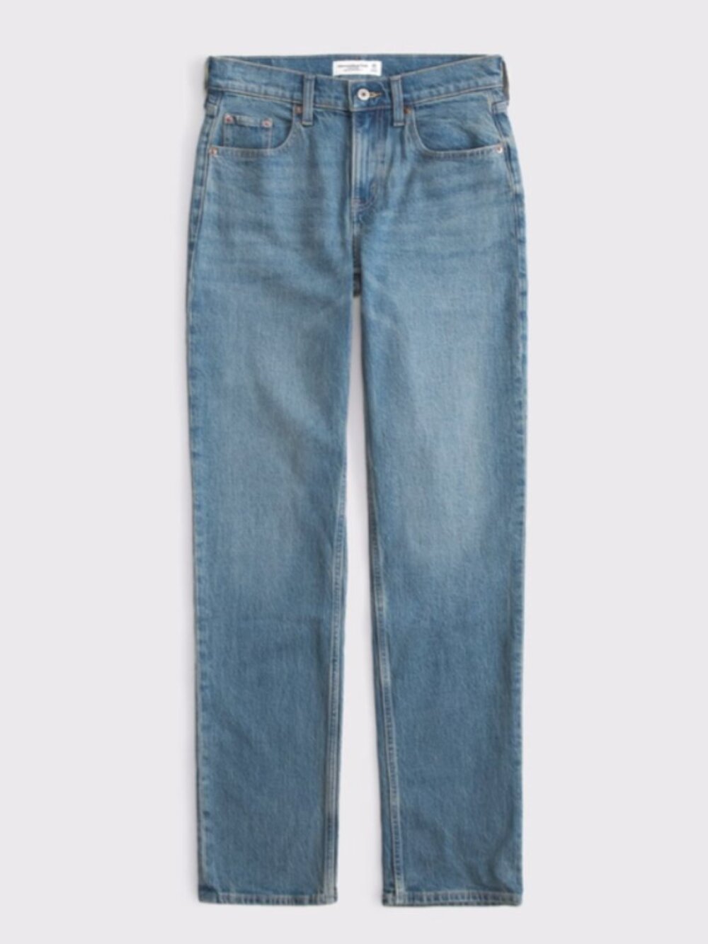Abercrombie Mid Rise Straight Jeans in Medium Wash